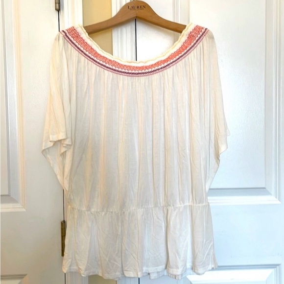 Michael Stars Embroidery Top with Elastic Waist & Peplum Off or On Shoulder! OS - Picture 8 of 8